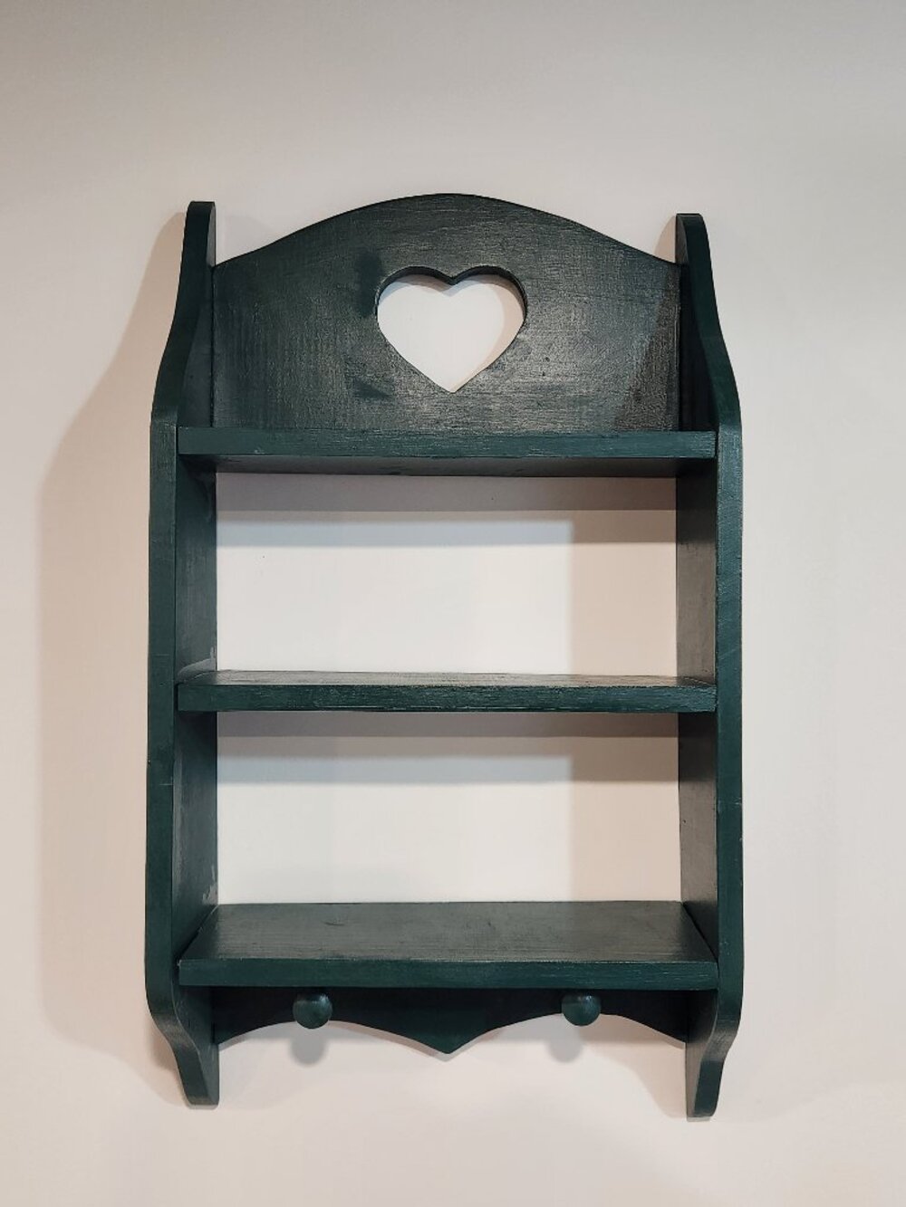 Vintage Handmade Wood Shelf with Hooks